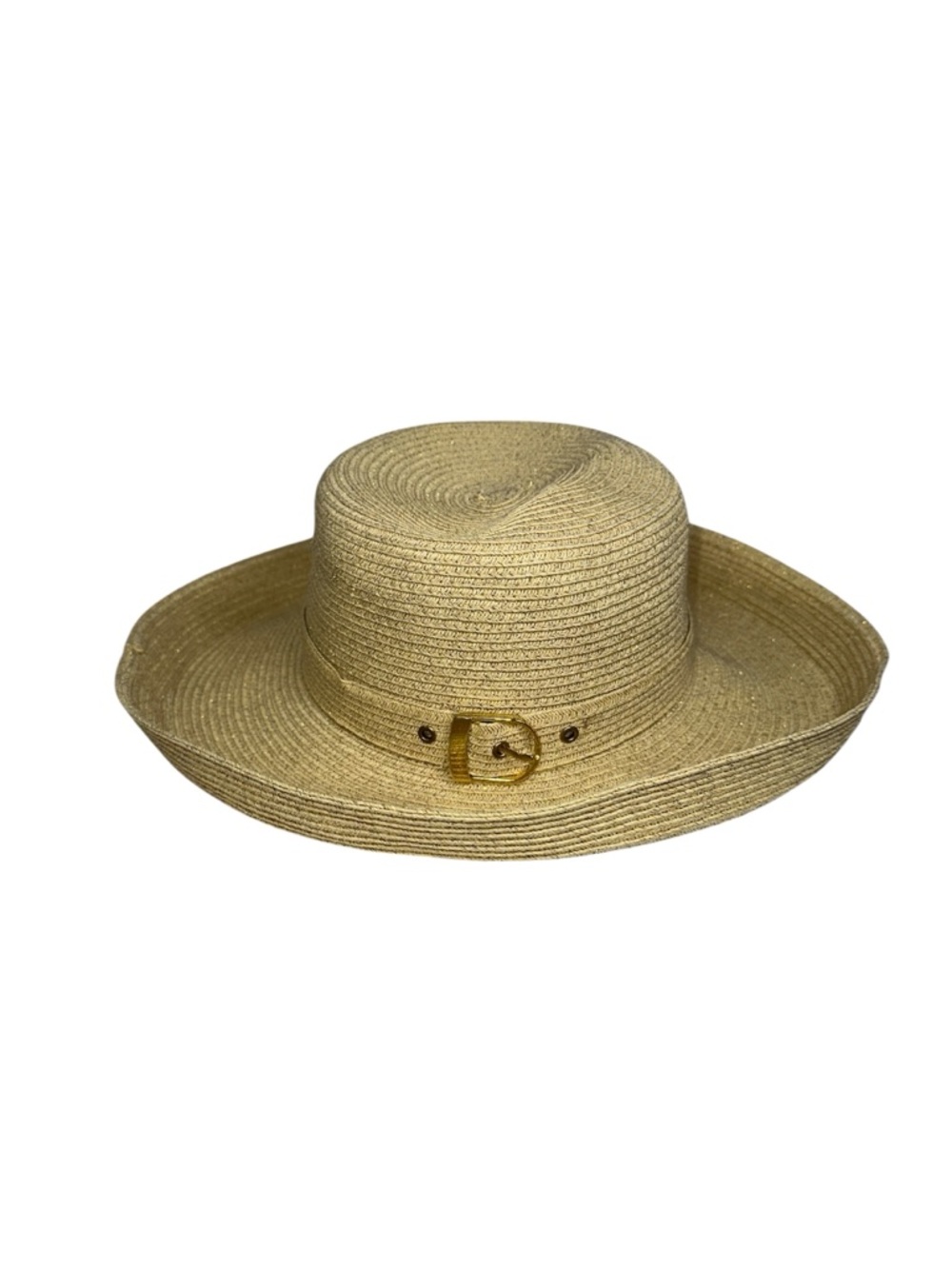 Sarasota by August Straw Boater Hat Natural Wide Brim with Buckle Boho Beach
